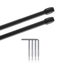 Vitragestangen ausziehbar 2er-Pack Schwarz 80-120 cm + 4...