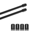 Vitragestangen ausziehbar 2er-Pack Schwarz 60-90 cm + 4...