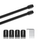 Vitragestangen 2er Pack Schwarz 110 - 150cm + 4er Klebehaken
