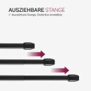 Vitragestangen ausziehbar 2er-Pack Schwarz 60-90 cm + 4 Klemmträger