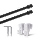 Vitragestangen ausziehbar 2er-Pack Schwarz 60-90 cm + 4...