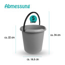 Eimer 5 Liter - Kunststoffbügel Anthrazit-2er Pack (2 Stück)