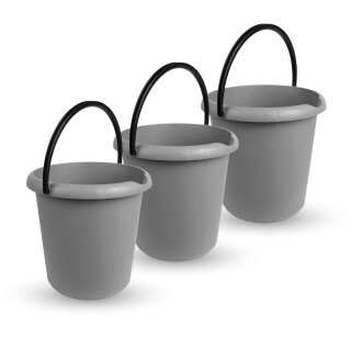 Eimer 5 Liter - Kunststoffbügel Anthrazit-3er Pack (3 Stück)