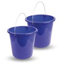 Eimer mit Metallbügel Dunkelblau - 10 Liter - 2er Pack (2 Stück)