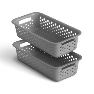 Aufbewahrungskorb Anthrazit 0,7l - 20x10x5 cm - 2er Pack