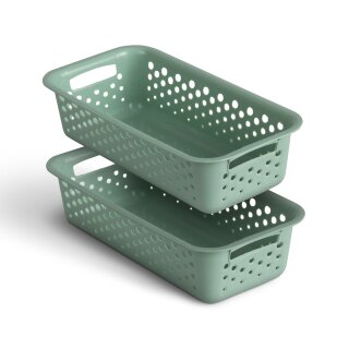Aufbewahrungskorb Grün 0,7l - 20x10x5 cm - 2er Pack