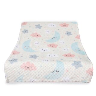 Kuscheldecke für Kinder samtweich 85x120 cm Sonne-Mond-Sterne