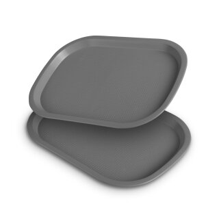 Kunststoff Tablett - BPA Frei (37,7cm x 27,7cm) - Grau (2er Pack)