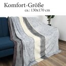 Flanell Kuscheldecke "Soft Touch" 130x170 - bella casa - Hellgrau Ranke