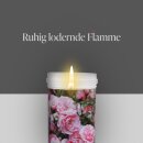 Grabkerze mit Blumen Motiv 72h Pfingstrose