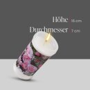 Grabkerze mit Blumen Motiv 72h Pfingstrose