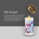 Grabkerze mit Blumen Motiv 72h Lilie