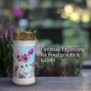 Grabkerze mit Blumen Motiv 72h Lilie