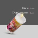 Grabkerze mit Blumen Motiv 72h Kosmosblume