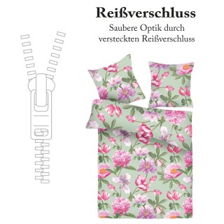 Bettwäsche-Set 2-teilig 135x200/80x80cm Flower Green