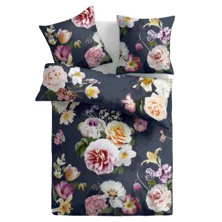 Bettwäsche-Set 2-teilig Baumwolle 135x200/80x80cm Flower Blue