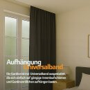 Gardine Blickdicht "Ellen" mit Universalband - 140x245 cm - Schwarz