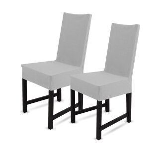 Stuhlhusse mit geradem Abschluss für Heim/Gastro Baumwolle Silber - 2er Pack