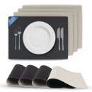 Platzset Tischset in Lederoptik 46x33cm Schwarz/Hellgrau (Uni) 4er Set