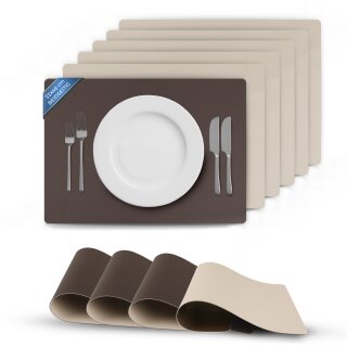 Platzset Tischset in Lederoptik 46x33cm Beige/Braun (Uni) 6er Set