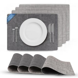 Platzset Tischset in Lederoptik 46x33cm Grau/Dunkelgrau (Struktur) 4er Set
