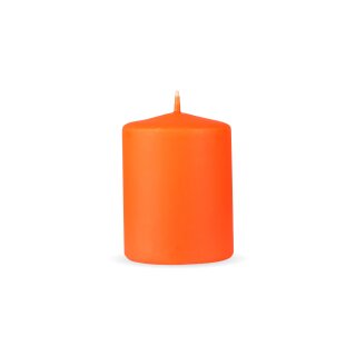 Stumpenkerzen "Orange", Größe Ø7cm x Höhe: 8 cm, Wachskerzen lange Brenndauer bis zu 20h - unparfümierte Säulenkerze