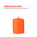 Stumpenkerzen "Orange", Größe Ø7cm x Höhe: 8 cm, Wachskerzen lange Brenndauer bis zu 20h - unparfümierte Säulenkerze