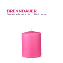Stumpenkerzen "Rosa", Größe Ø7cm x Höhe: 8 cm, Wachskerzen lange Brenndauer bis zu 20h - unparfümierte Säulenkerze