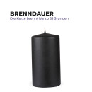 Stumpenkerzen "Schwarz", Größe Ø7cm x Höhe: 12 cm, Wachskerzen lange Brenndauer bis zu 35h - unparfümierte Säulenkerze
