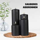 Stumpenkerzen "Schwarz", Größe Ø7cm x Höhe: 12 cm, Wachskerzen lange Brenndauer bis zu 35h - unparfümierte Säulenkerze