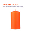 Stumpenkerzen "Orange", Größe Ø7cm x Höhe: 12 cm, Wachskerzen lange Brenndauer bis zu 35h - unparfümierte Säulenkerze