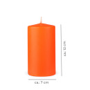 Stumpenkerzen "Orange", Größe Ø7cm x Höhe: 12 cm, Wachskerzen lange Brenndauer bis zu 35h - unparfümierte Säulenkerze