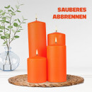 Stumpenkerzen "Orange", Größe Ø7cm x Höhe: 12 cm, Wachskerzen lange Brenndauer bis zu 35h - unparfümierte Säulenkerze