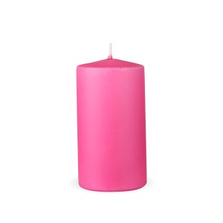 Stumpenkerzen "Rosa", Größe Ø7cm x Höhe: 12 cm, Wachskerzen lange Brenndauer bis zu 35h - unparfümierte Säulenkerze