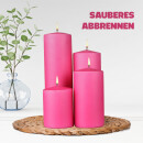 Stumpenkerzen "Rosa", Größe Ø7cm x Höhe: 12 cm, Wachskerzen lange Brenndauer bis zu 35h - unparfümierte Säulenkerze