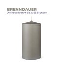 Stumpenkerzen "Hellgrau", Größe Ø7cm x Höhe: 12 cm, Wachskerzen lange Brenndauer bis zu 35h - unparfümierte Säulenkerze