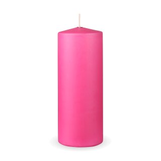 Stumpenkerzen "Rosa", Größe Ø7cm x Höhe: 16 cm, Wachskerzen lange Brenndauer bis zu 50h - unparfümierte Säulenkerze