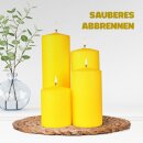 Stumpenkerzen Wachs unparfümiert Gelb Ø7cm x 20cm