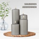 Stumpenkerzen Wachs unparfümiert Hellgrau Ø7cm x 20cm
