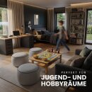 Bodenkissen Sitzpouf Indoor Ø54cm Hellgrau