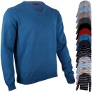 hemmy Fashion Herren Pullover V Neck uni - petrol - mittelblau XL