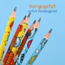 Bleistifte HB 6er-Pack Comic Design mit Radiergummi