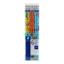 Bleistifte HB 6er-Pack Comic Design mit Radiergummi