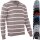 hemmy Fashion Herren Pullover V Neck gestreift - beige - taupe / weiß L