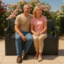 Gartenbank Truhenbank inkl. Stauraum "Salzburg" Kunststoff in Holzoptik