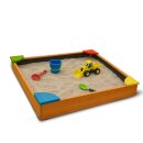 Sandkasten aus Holz mit Abdeckung & Bodenplane 90 cm