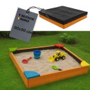 Sandkasten aus Holz mit Abdeckung & Bodenplane 90 cm