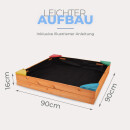 Sandkasten aus Holz mit Abdeckung & Bodenplane 90 cm