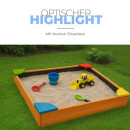 Sandkasten aus Holz mit Abdeckung & Bodenplane 90 cm