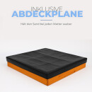 Sandkasten aus Holz mit Abdeckung & Bodenplane 90 cm